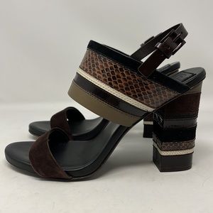 TORY BURCH Edina Slingback Sandal Heel Multi texture size 8